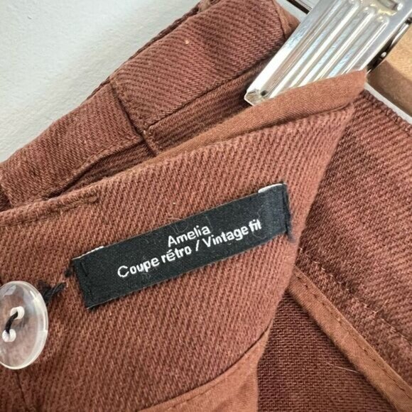 Frank and Oak Amelia Pants Vintage Fit Women’s 00 Brown Balloon Pockets Retro - Picture 5 of 15